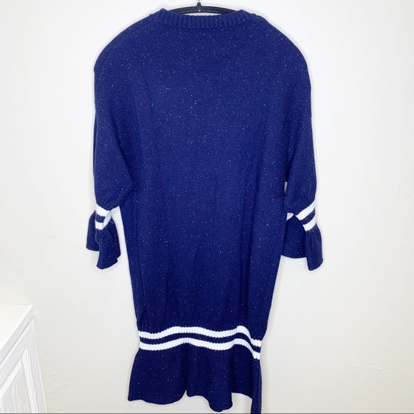 Queen Mulock Navy Striped Confetti Sweater Dress - Picture 6 of 8